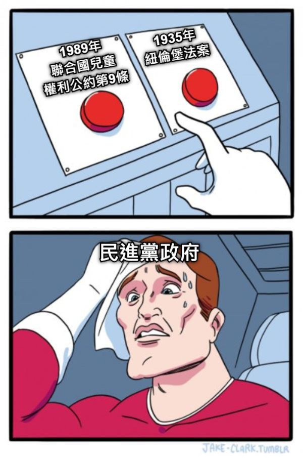 1935年 紐倫堡法案 1989年 聯合國兒童 權利公約第9條 民進黨政府