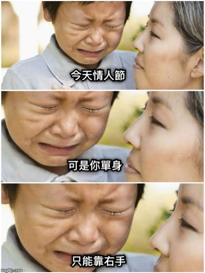 可是你單身 今天情人節 只能靠右手