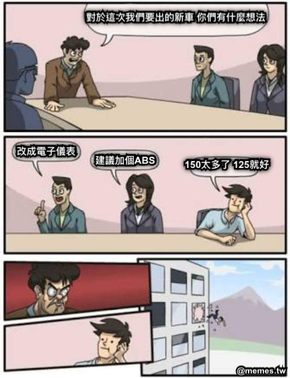 對於這次我們要出的新車 你們有什麼想法 改成電子儀表 建議加個ABS 150太多了 125就好