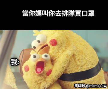 當你媽叫你去排隊買口罩 我: