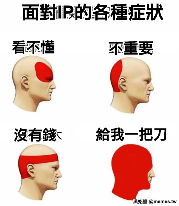面對IP的各種症狀 看不懂 不重要 沒有錢 給我一把刀