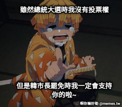 雖然總統大選時我沒有投票權 但是韓市長罷免時我一定會支持你的啦~
