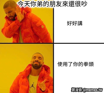 今天你弟的朋友來還很吵 使用了你的拳頭 好好講