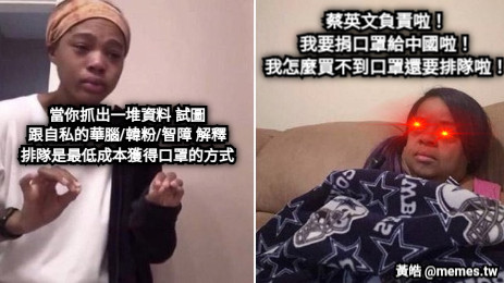 當你抓出一堆資料 試圖 跟自私的華腦/韓粉/智障 解釋 排隊是最低成本獲得口罩的方式 蔡英文負責啦！ 我要捐口罩給中國啦！ 我怎麼買不到口罩還要排隊啦！