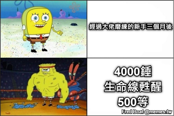 經過大佬磨練的新手三個月後 4000錘 生命線甦醒 500等