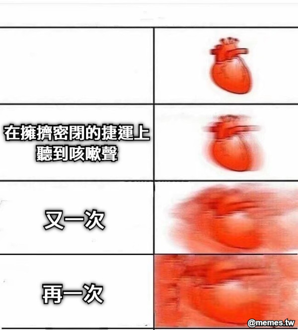 在擁擠密閉的捷運上 聽到咳嗽聲 又一次 再一次