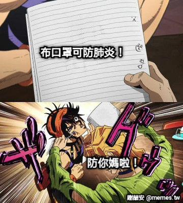 布口罩可防肺炎！ 防你媽啦！