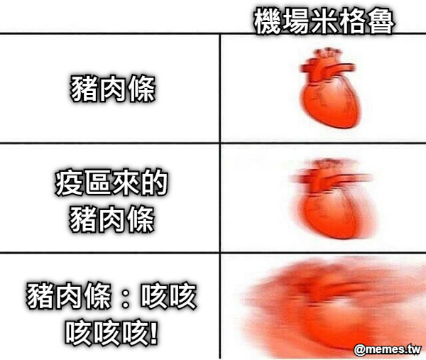 豬肉條 疫區來的豬肉條 豬肉條：咳咳咳咳咳! 機場米格魯