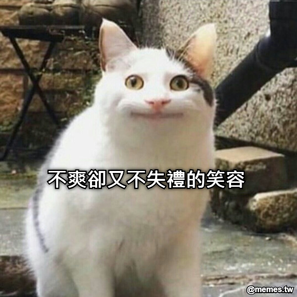 不爽卻又不失禮的笑容