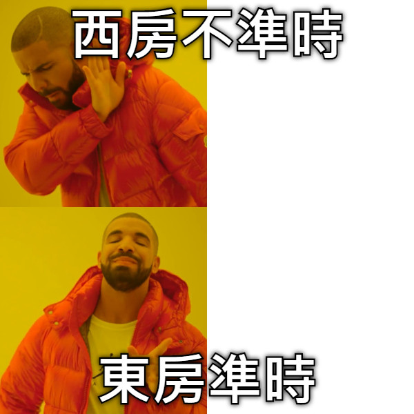 西房不準時 東房準時