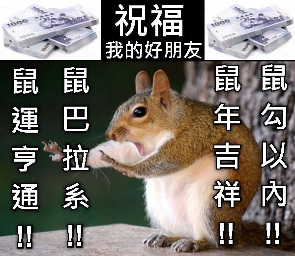 鼠勾以內!! 鼠巴拉系!! 祝福 我的好朋友 鼠運亨通!! 鼠年吉祥!!