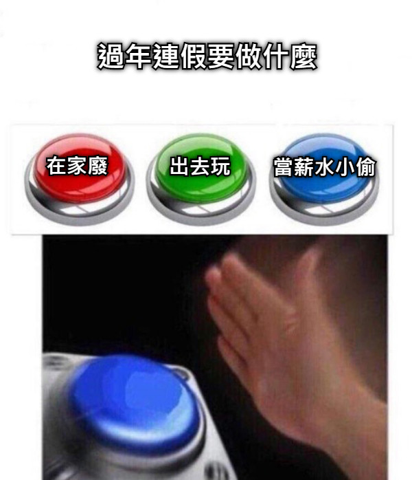 過年連假要做什麼 在家廢 出去玩 當薪水小偷