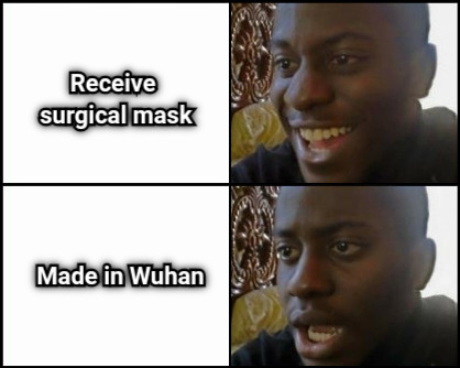 Receive  surgical mask Made in Wuhan