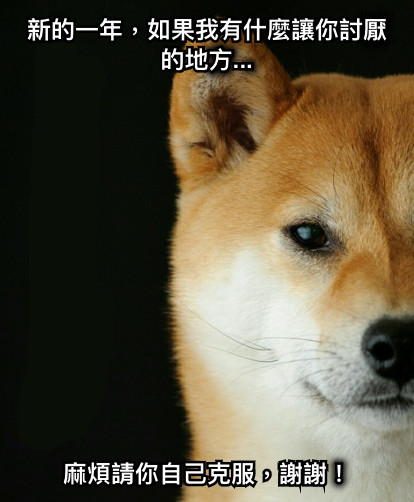 新的一年，如果我有什麼讓你討厭的地方... 麻煩請你自己克服，謝謝！