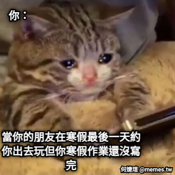 當你的朋友在寒假最後一天約你出去玩但你寒假作業還沒寫完 你：