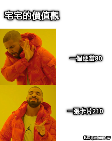 一個便當80 宅宅的價值觀 一張卡片210