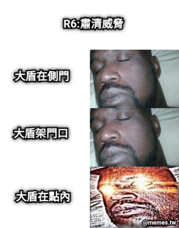 R6:肅清威脅 大盾在側門 大盾架門口 大盾在點內