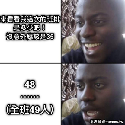 來看看我這次的班排是多少吧！ 沒意外應該是35 48 ⋯⋯ （全班49人）