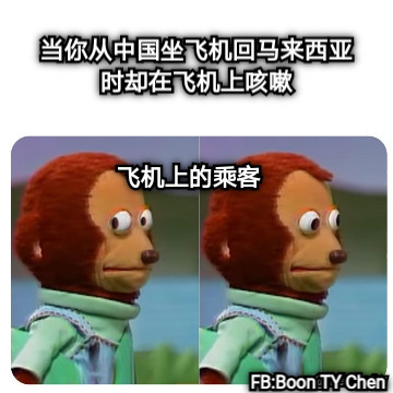 当你从中国坐飞机回马来西亚时却在飞机上咳嗽 飞机上的乘客 FB:Boon TY Chen