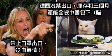 禁止口罩出口， 冷血無情！ 德國沒禁出口，庫存和三個月 產能全被中國包下（喵