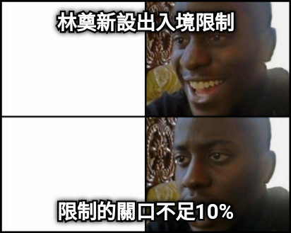 林奠新設出入境限制 限制的關口不足10%