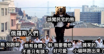 俄羅斯人們 誤闖民宅的熊 熊 別跑啊 誰家的 小貓咪跑出來了 熊有身體？ 不是只有頭？ 幹 我要養他 好可愛