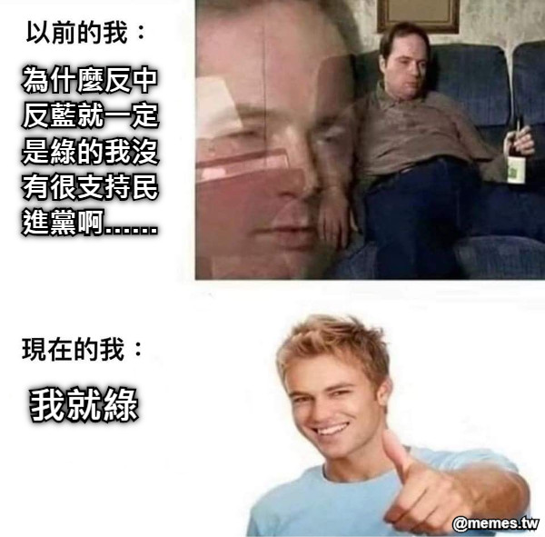 為什麼反中反藍就一定是綠的我沒有很支持民進黨啊…… 我就綠