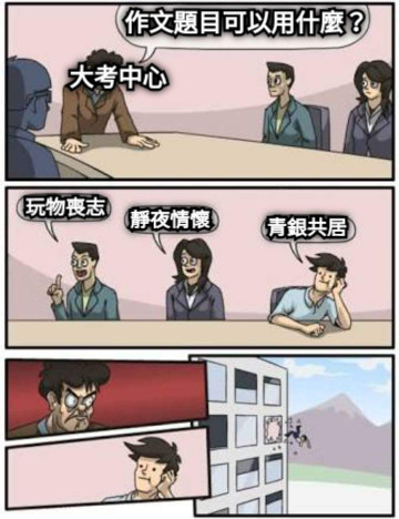 作文題目可以用什麼？ 玩物喪志 靜夜情懷 青銀共居 大考中心