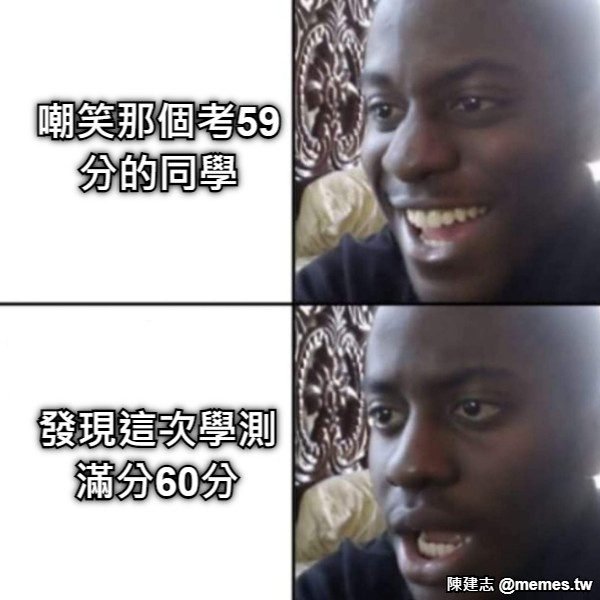 嘲笑那個考59分的同學 發現這次學測滿分60分