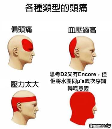 思考D2又冇Encore，但佢將水團同μ&#039;s嘅次序調轉嘅意義