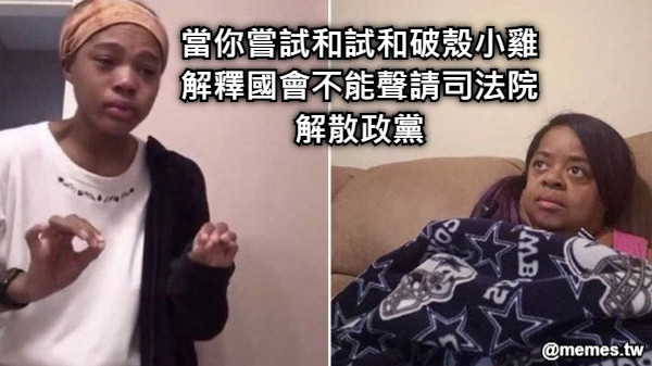 當你嘗試和試和破殼小雞解釋國會不能聲請司法院解散政黨