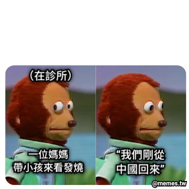 一位媽媽 帶小孩來看發燒 “我們剛從中國回來” （在診所）