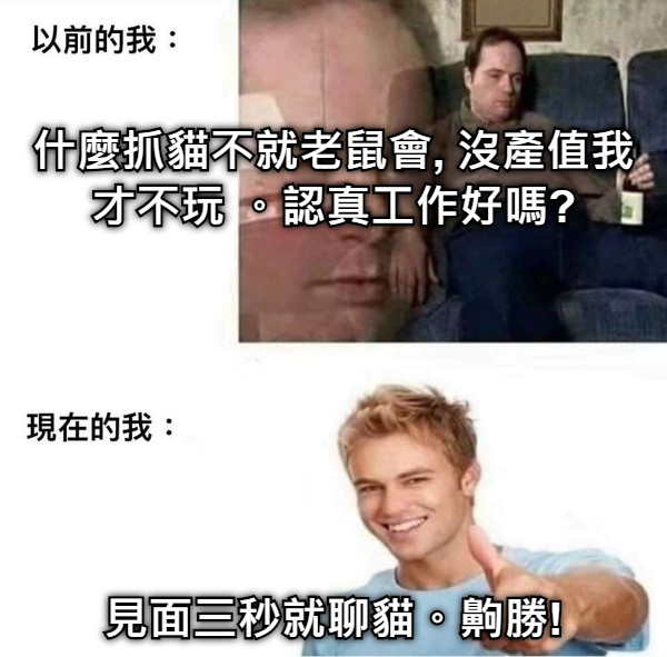 什麼抓貓不就老鼠會, 沒產值我才不玩 。認真工作好嗎? 見面三秒就聊貓。齁勝!