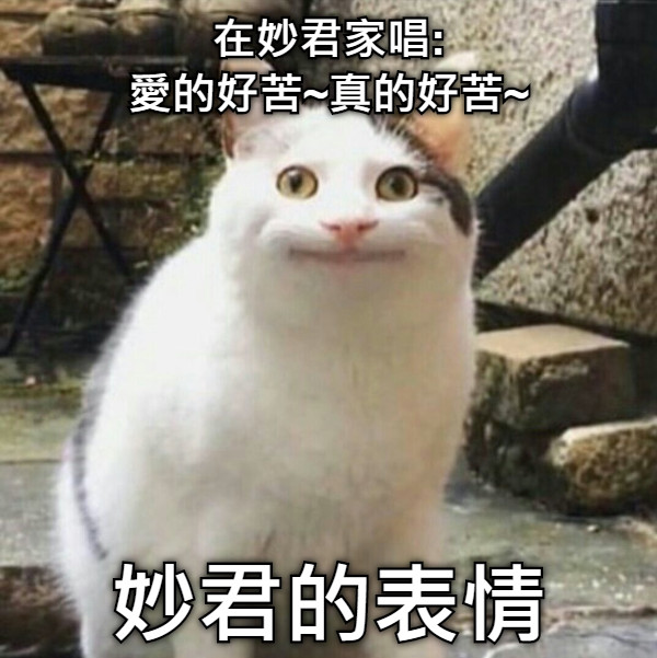 在妙君家唱: 愛的好苦~真的好苦~ 妙君的表情