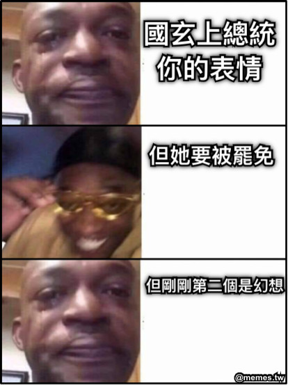 國玄上總統 你的表情  但她要被罷免 但剛剛第二個是幻想