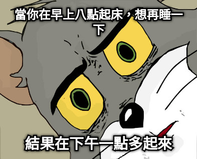 當你在早上八點起床，想再睡一下 結果在下午一點多起來