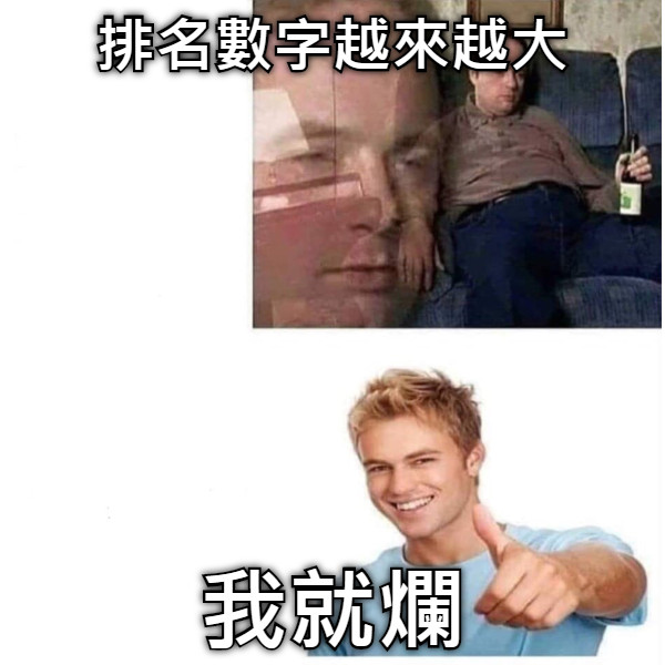 排名數字越來越大 我就爛
