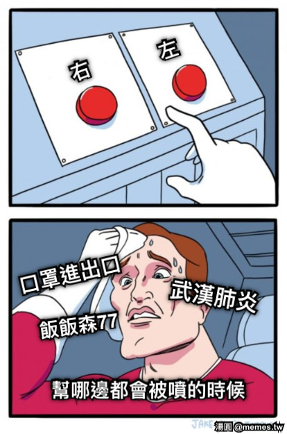 左 右 武漢肺炎 口罩進出口 幫哪邊都會被噴的時候 飯飯森77