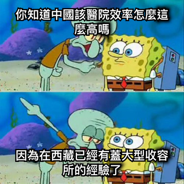 你知道中國該醫院效率怎麼這麼高嗎 因為在西藏已經有蓋大型收容所的經驗了