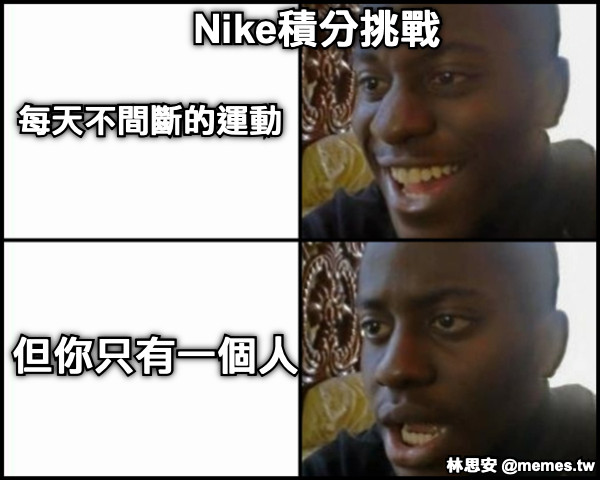 Nike積分挑戰 每天不間斷的運動 但你只有一個人