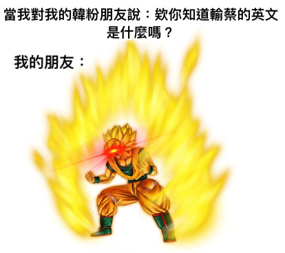 當我對我的韓粉朋友說：欸你知道輸蔡的英文是什麼嗎？ 我的朋友：