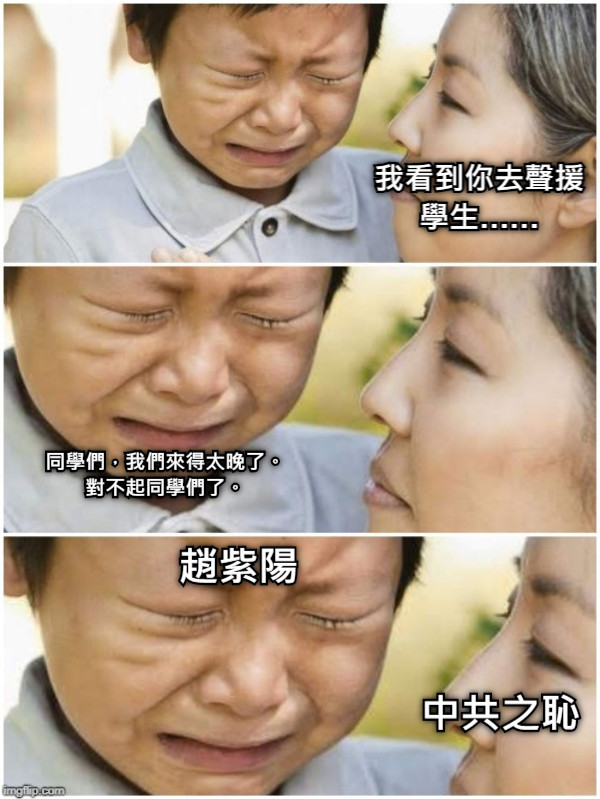 我看到你去聲援學生…… 同學們，我們來得太晚了。 對不起同學們了。 中共之恥 趙紫陽