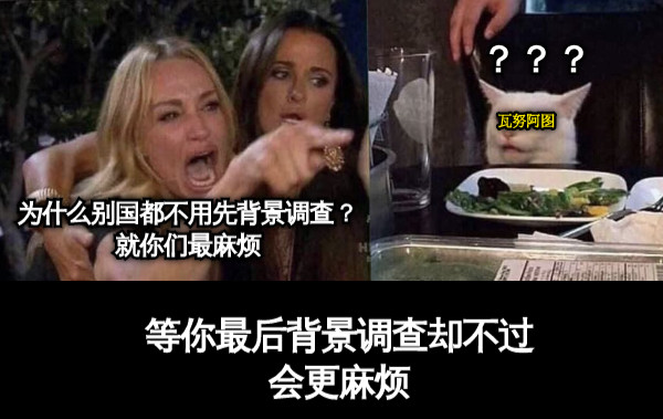 为什么别国都不用先背景调查？ 就你们最麻烦 瓦努阿图 ？？？ 等你最后背景调查却不过 会更麻烦
