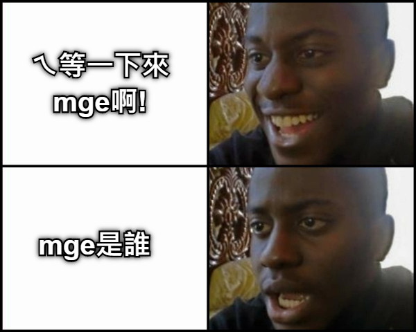 ㄟ等一下來mge啊! mge是誰