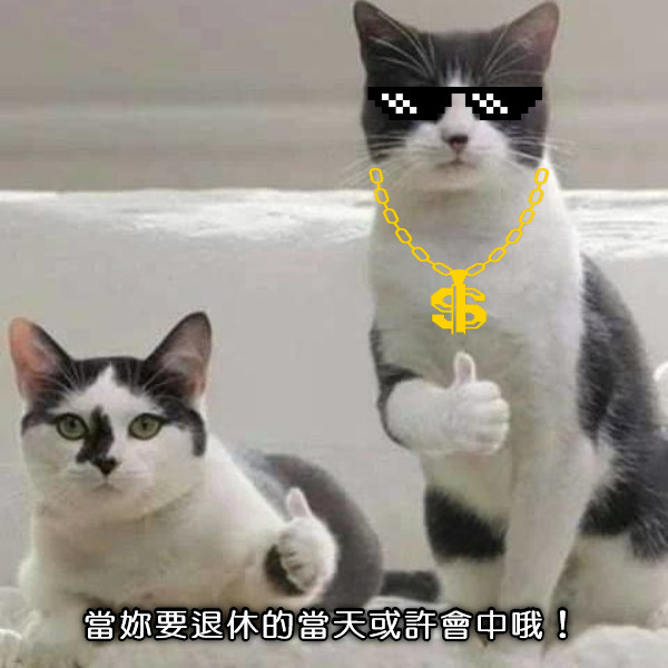 當妳要退休的當天或許會中哦！