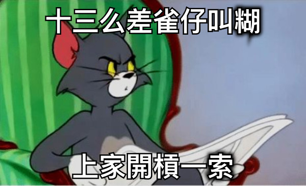 十三么差雀仔叫糊 上家開槓一索