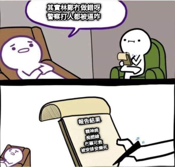 其實林鄭冇做錯呀 警察打人都被逼咋 報告結果 精神病 痴撚線 冇藥可救 被安排安樂死