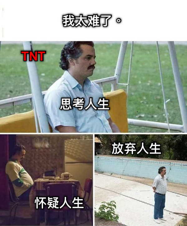 我太难了。 思考人生 怀疑人生 放弃人生 TNT