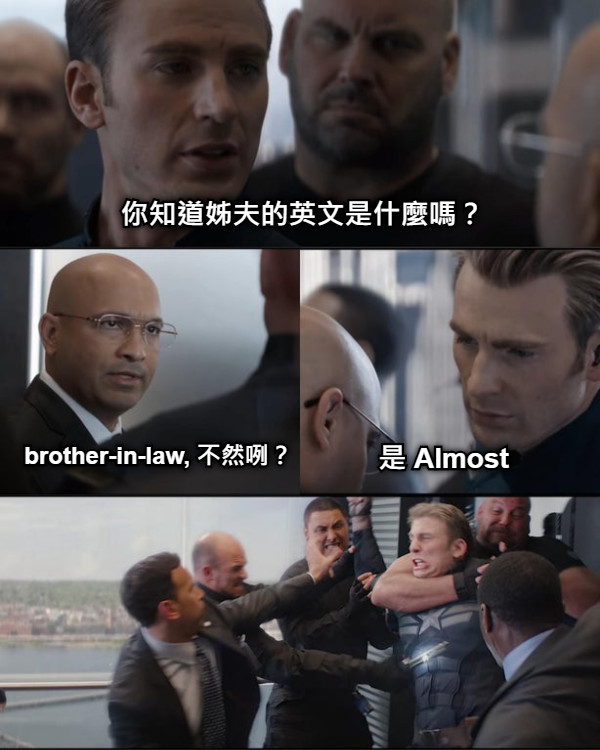 你知道姊夫的英文是什麼嗎？ brother-in-law, 不然咧？ 是 Almost