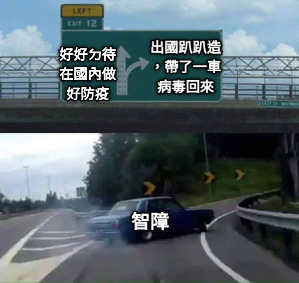 好好ㄉ待在國內做好防疫 出國趴趴造，帶了一車病毒回來 智障